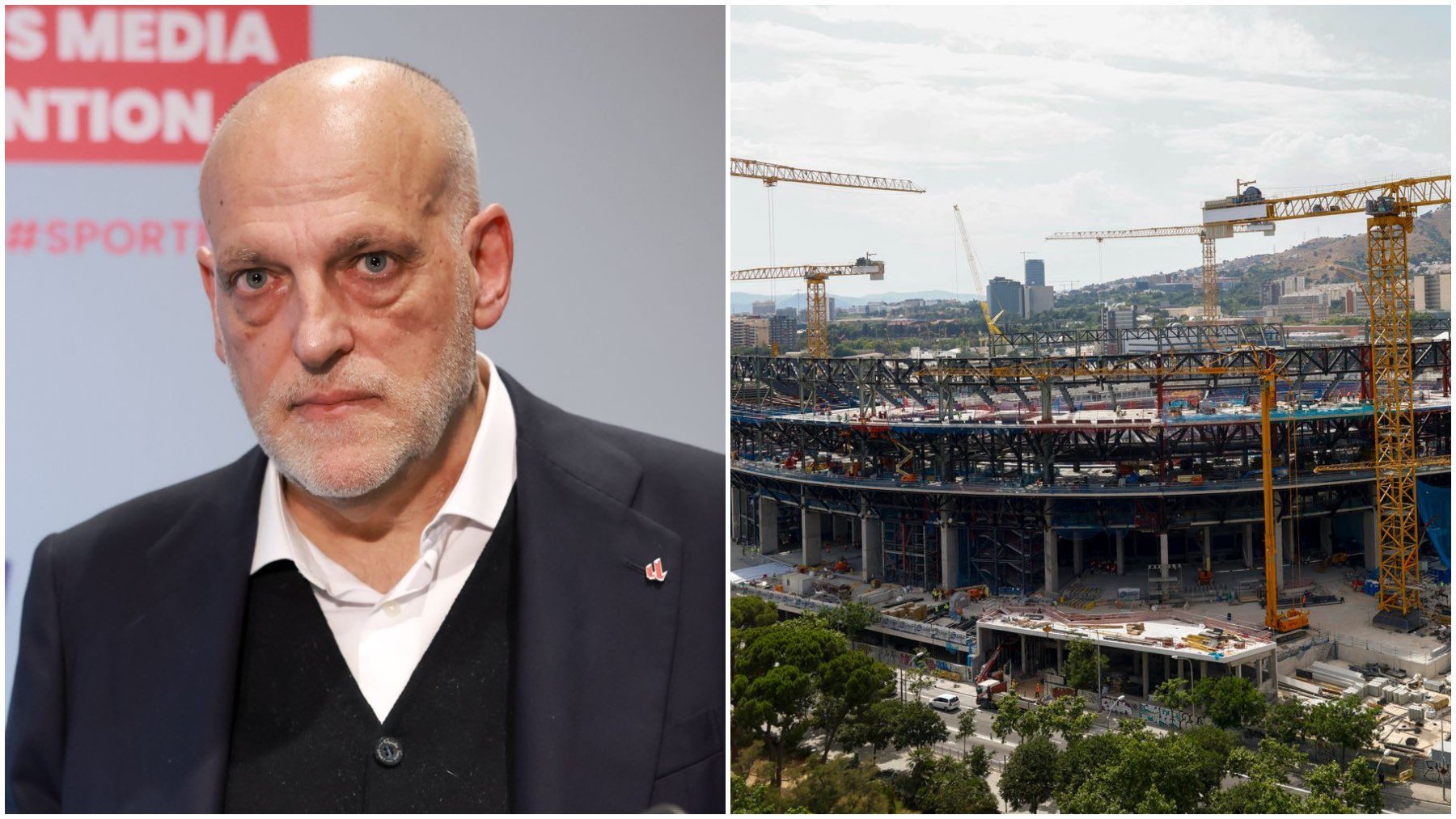 Javier Tebas y las obras del Camp Nou.