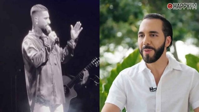 El cantante colombiano Maluma y Nayib Bukele, presidente de El Salvador durante una entrevista (Twitter / Youtube).
