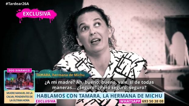 Tamara reacciona tras conocer el testamento de su hermana Michu. (Mediaset)