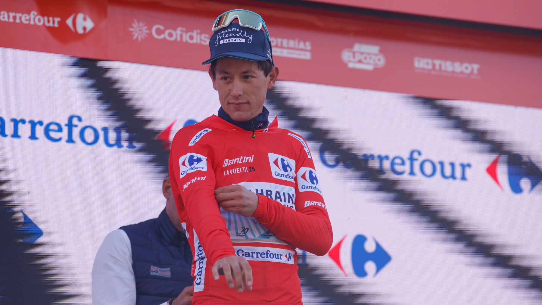 Torstein Traeen, con el maillot rojo de la Vuelta a España. (EFE)
