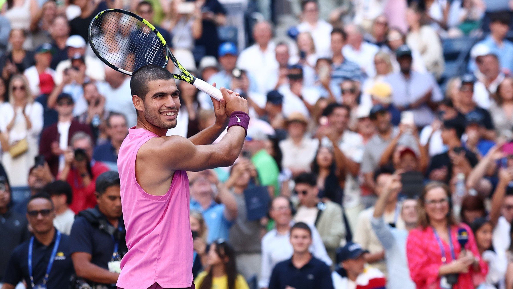 Alcaraz celebra su pase a semifinales del US Open. (US Open)