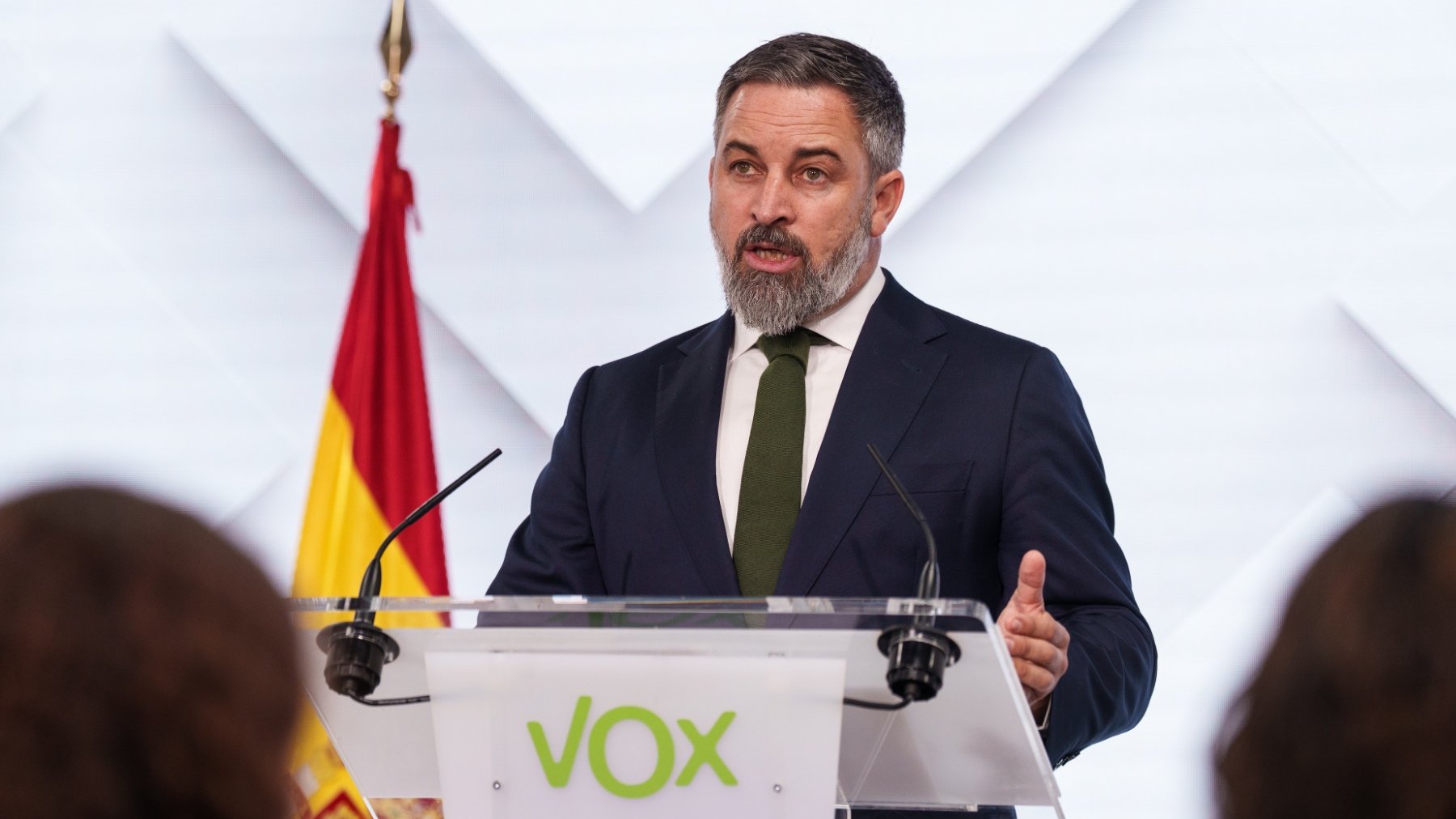 Santiago Abascal, desde la sede de Vox. (EP)