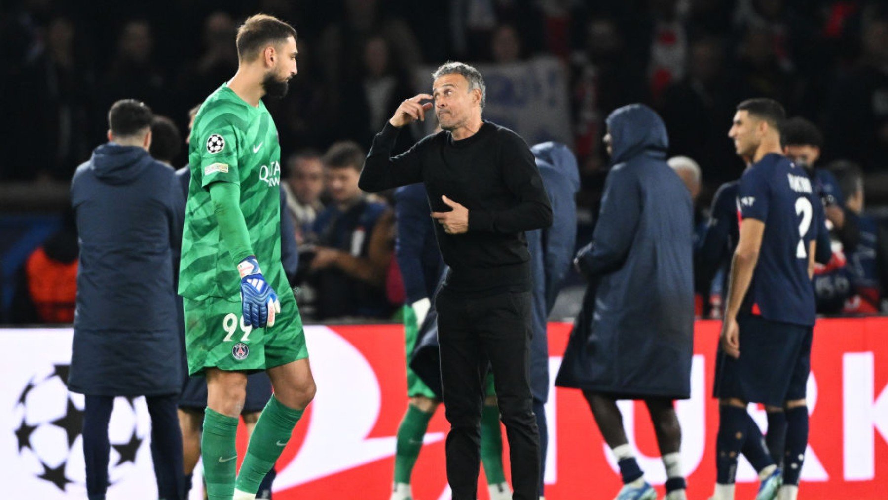 Luis Enrique y Donnarumma, en el Mundial de Clubes. (Getty Images).