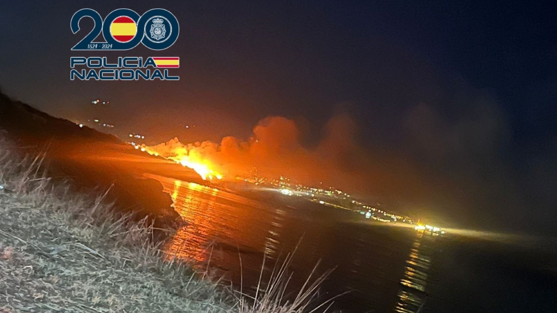 Incendio en el parque del Centenario de Algeciras (Cádiz) en la madrugada del 2 al 3 de septiembre.