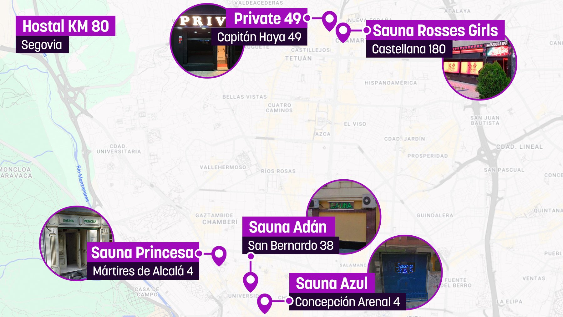 Las saunas prostíbulo del suegro de Sánchez una a una: del muerto electrocutado a la red de trata
