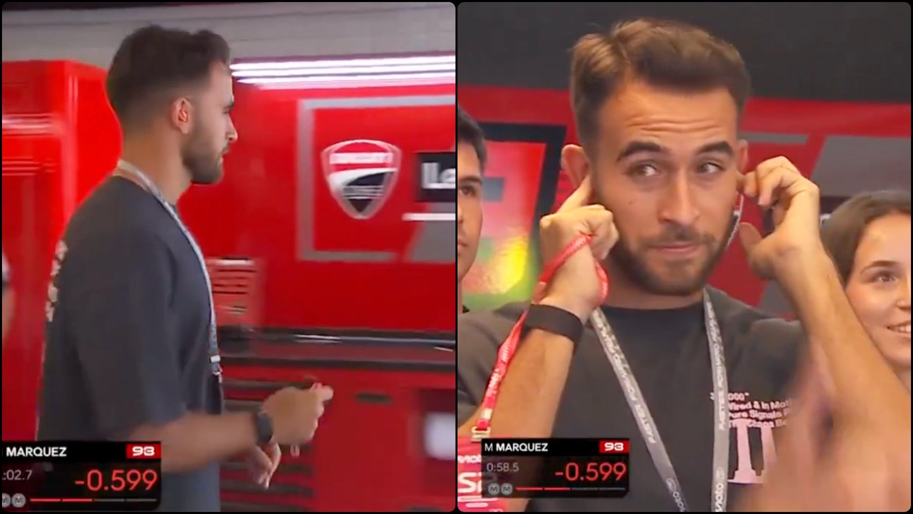 Eric García aprovecha el parón para disfrutar de MotoGP en el box de Marc Márquez