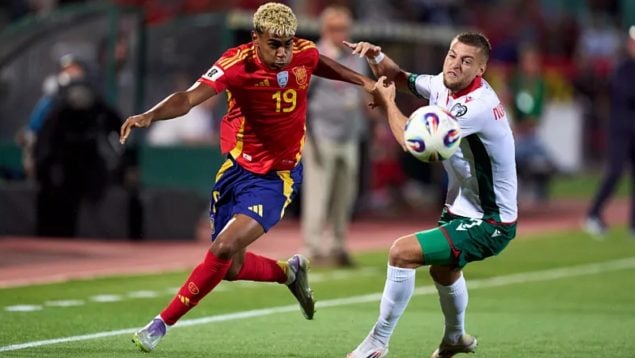 Lamine Yamal, en el partido ante Bulgaria. (RFEF)