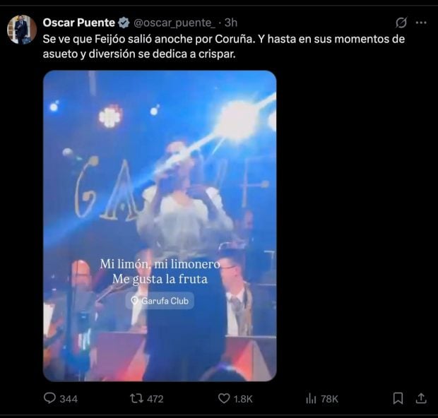Feijóo festeja su cumpleaños proclamando “me gusta la fruta” al son de ‘Mi limón mi limonero’