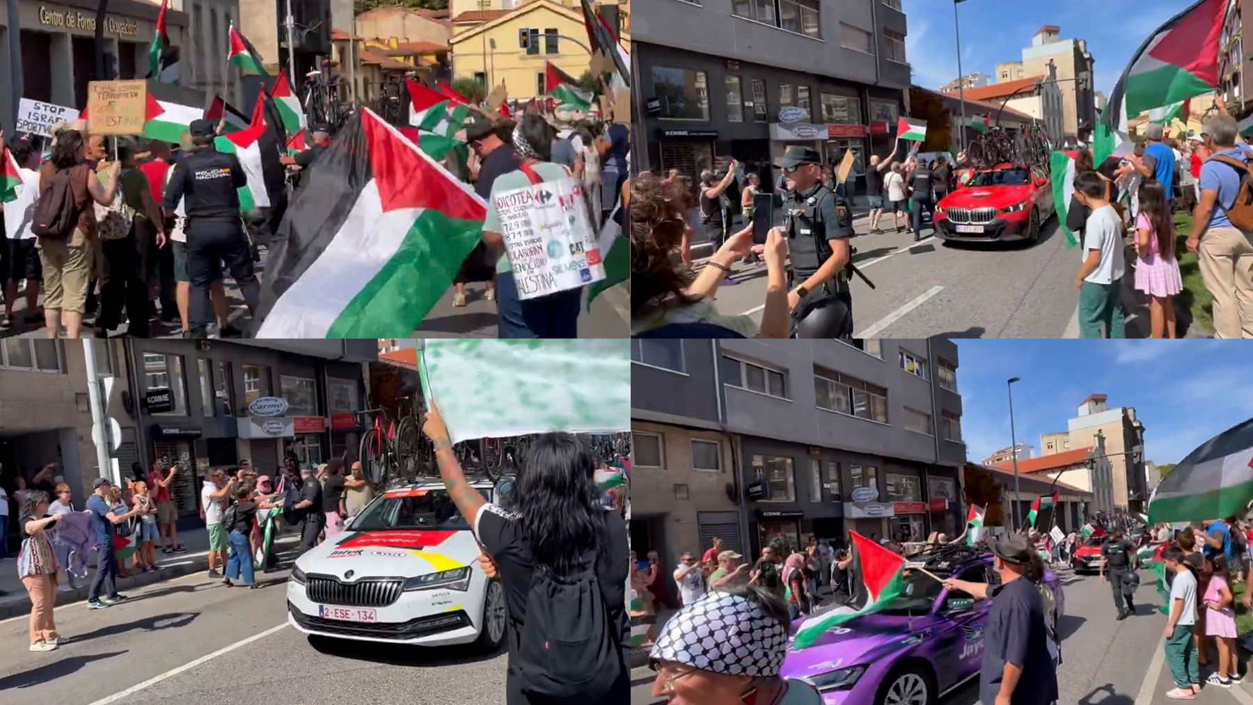 Radicales propalestinos se quitan la careta: atacan a varios equipos de la Vuelta y ninguno es el Israel