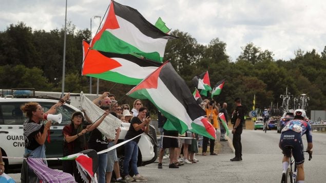 Protesta propalestina en la Vuelta a España. (Europa Press)