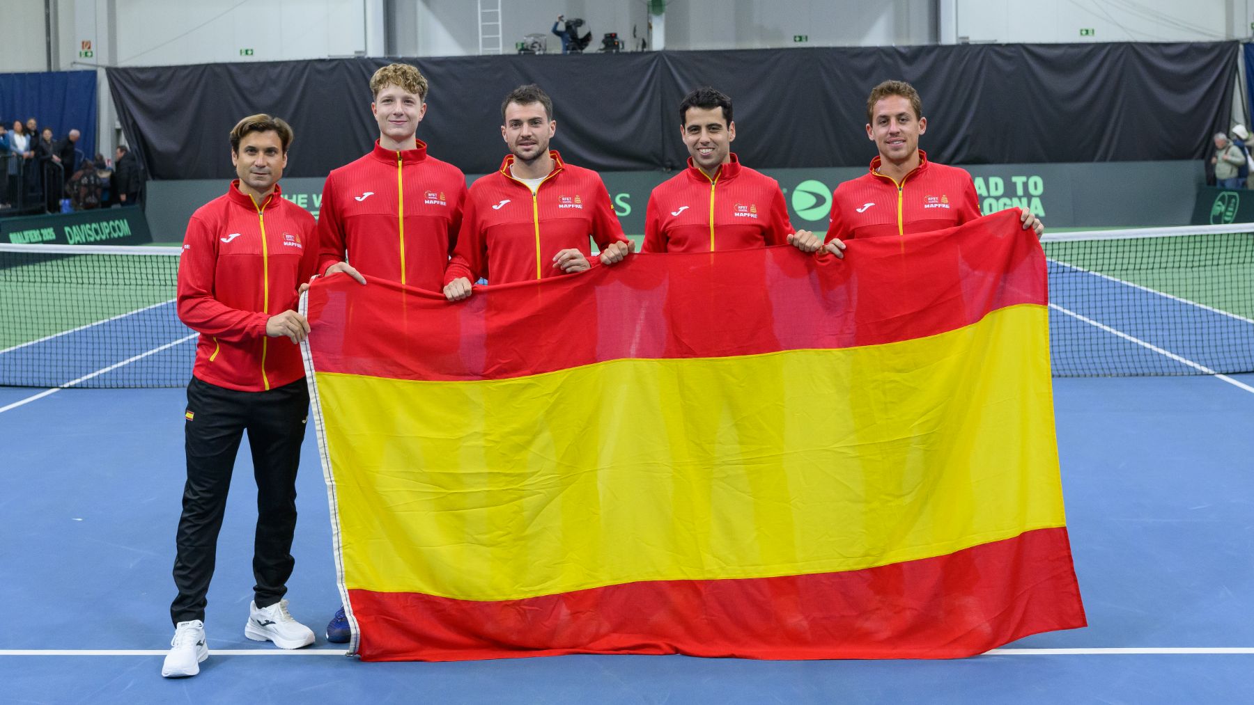 David Ferrer y el equipo español de la Davis. (Getty)