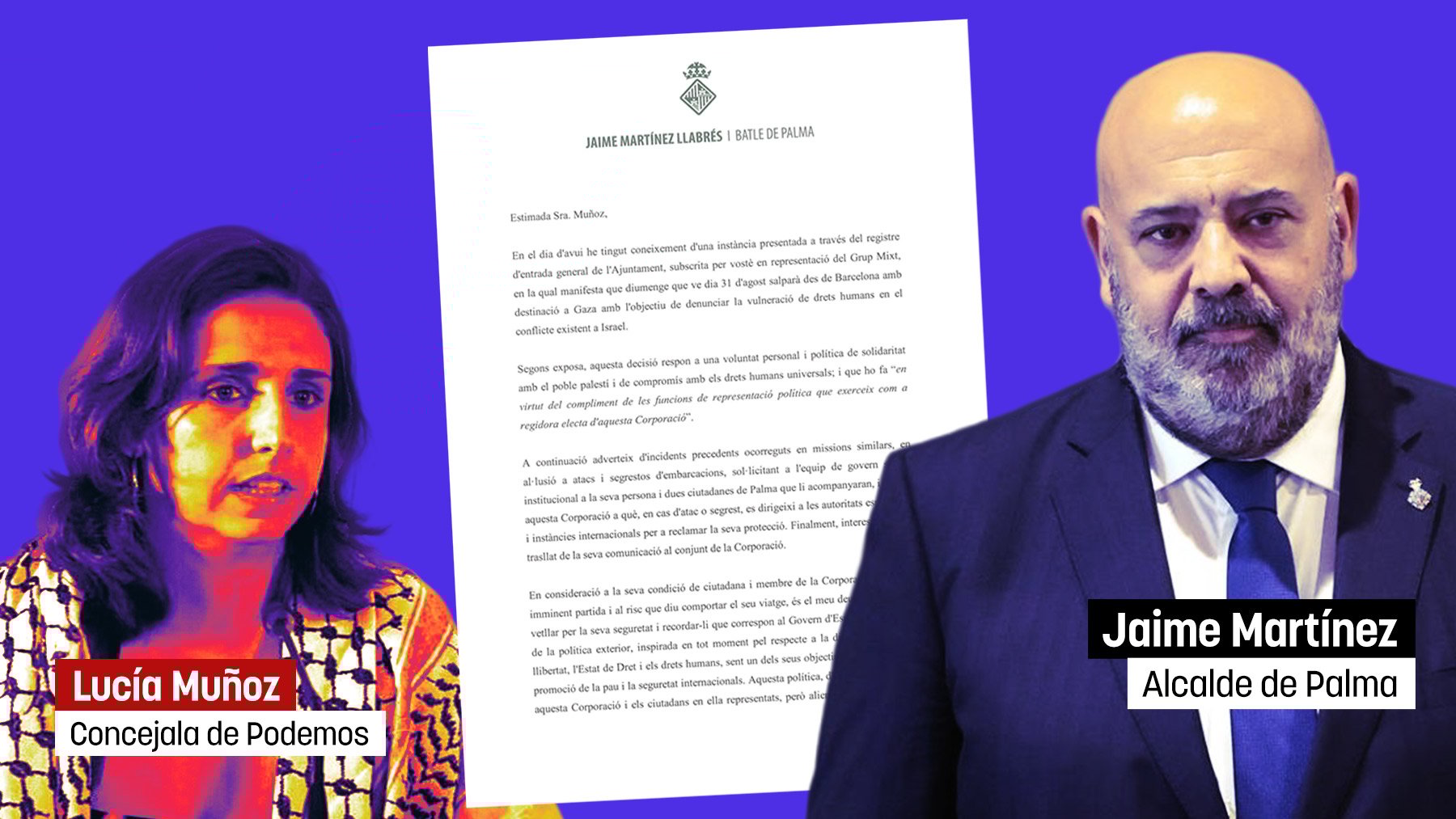 El alcalde de Palma recuerda a la edil podemita de la flotilla pro-Gaza su obligación de venir al pleno