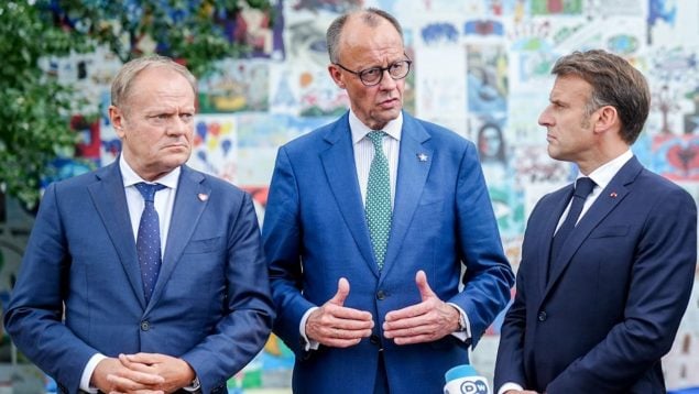 Tusk, Merz y Macron, guerra de Ucrania, Rusia, Putin, Zelenski, Polonia, Alemania, Francia