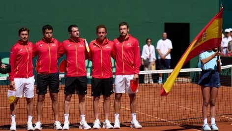 El equipo español de Copa Davis posa antes del inicio de la eliminatoria. (Getty)