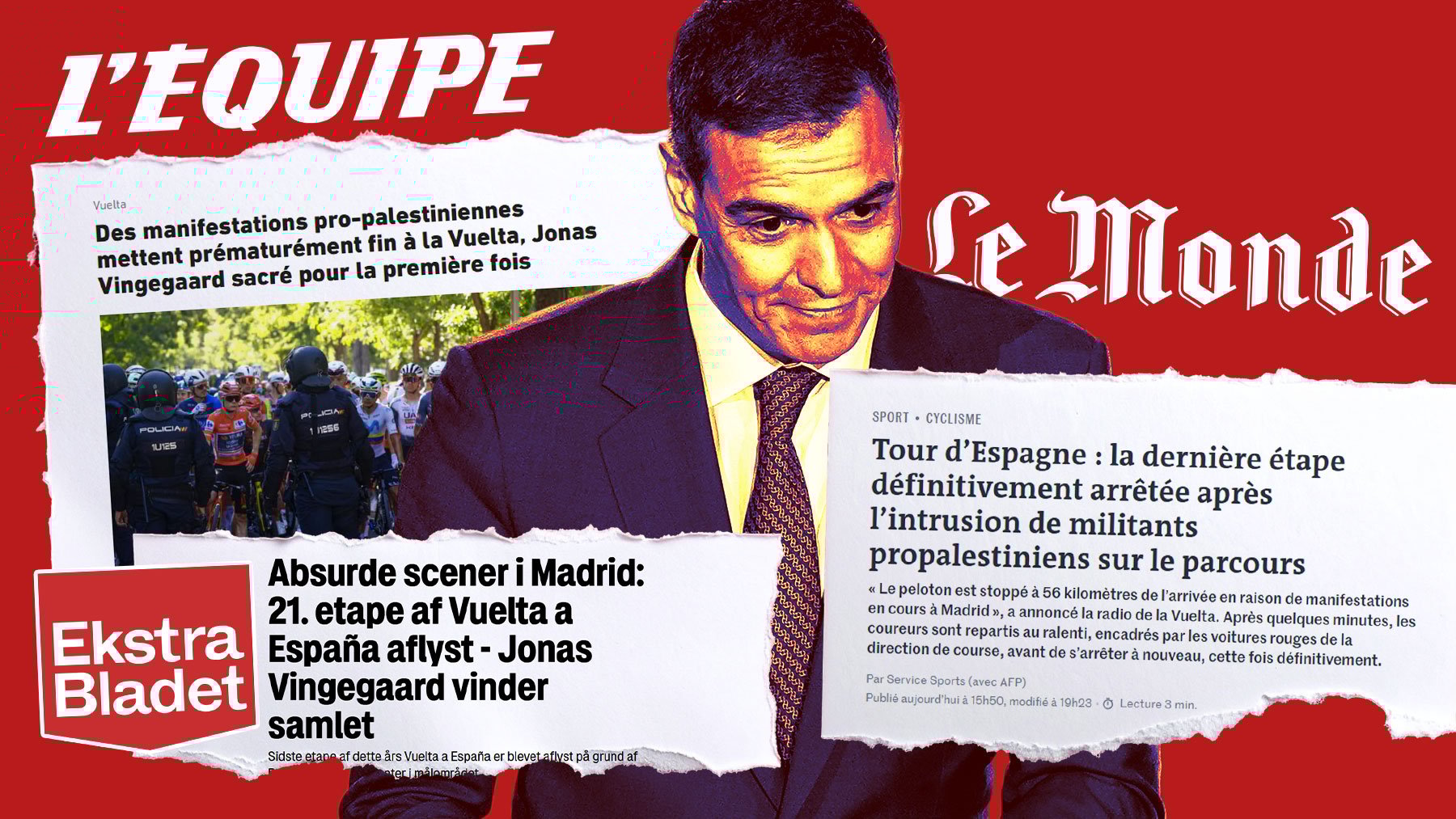 La prensa internacional refleja la vergüenza de la Vuelta reventada con el aplauso de Sánchez