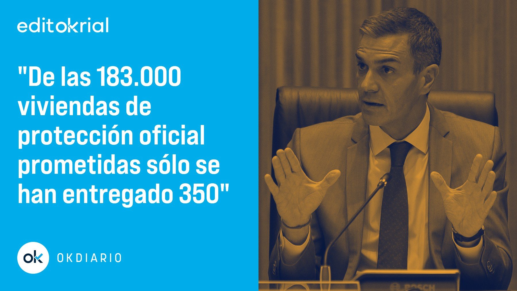 El grado de cumplimiento de las promesas de Sánchez en vivienda es del 0,19%