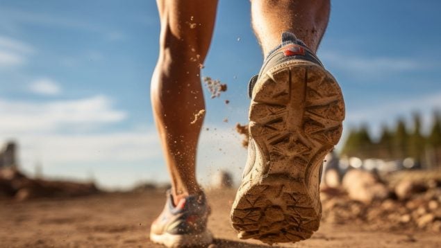 Un hombre hace deporte en zapatillas.