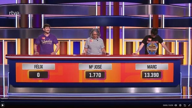 Félix, María José y Marc, concursantes de Saber y ganar (RTVE).