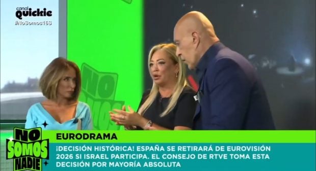 María Patiño, Belén Esteban y Kiko Matamoros en No somos nadie. (Canal Quickie)