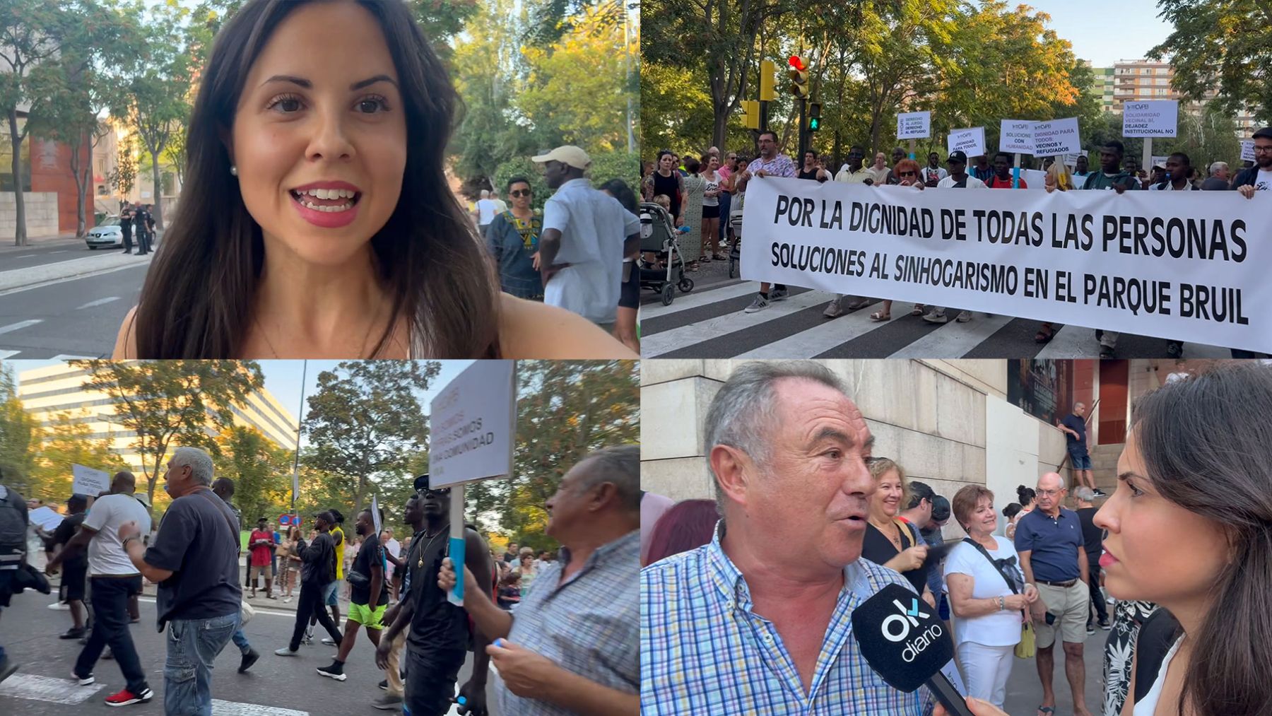 Inmigrantes sin papeles exigen una vivienda en una protesta respaldada por la izquierda en Zaragoza