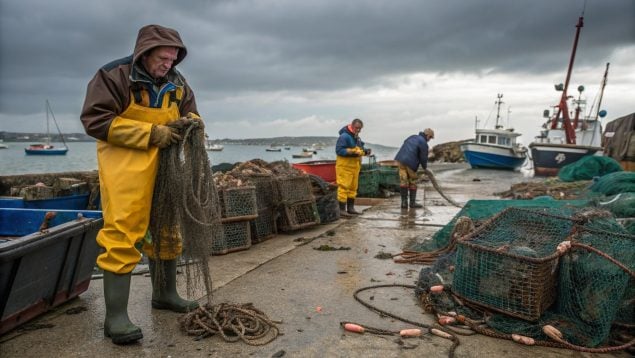Pescadores, animales, pulpo
