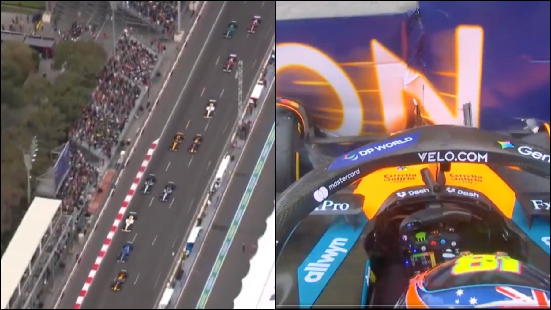 Así fue la salida del GP de Azerbaiyán: Sainz aguanta la segunda posición y accidente de Piastri