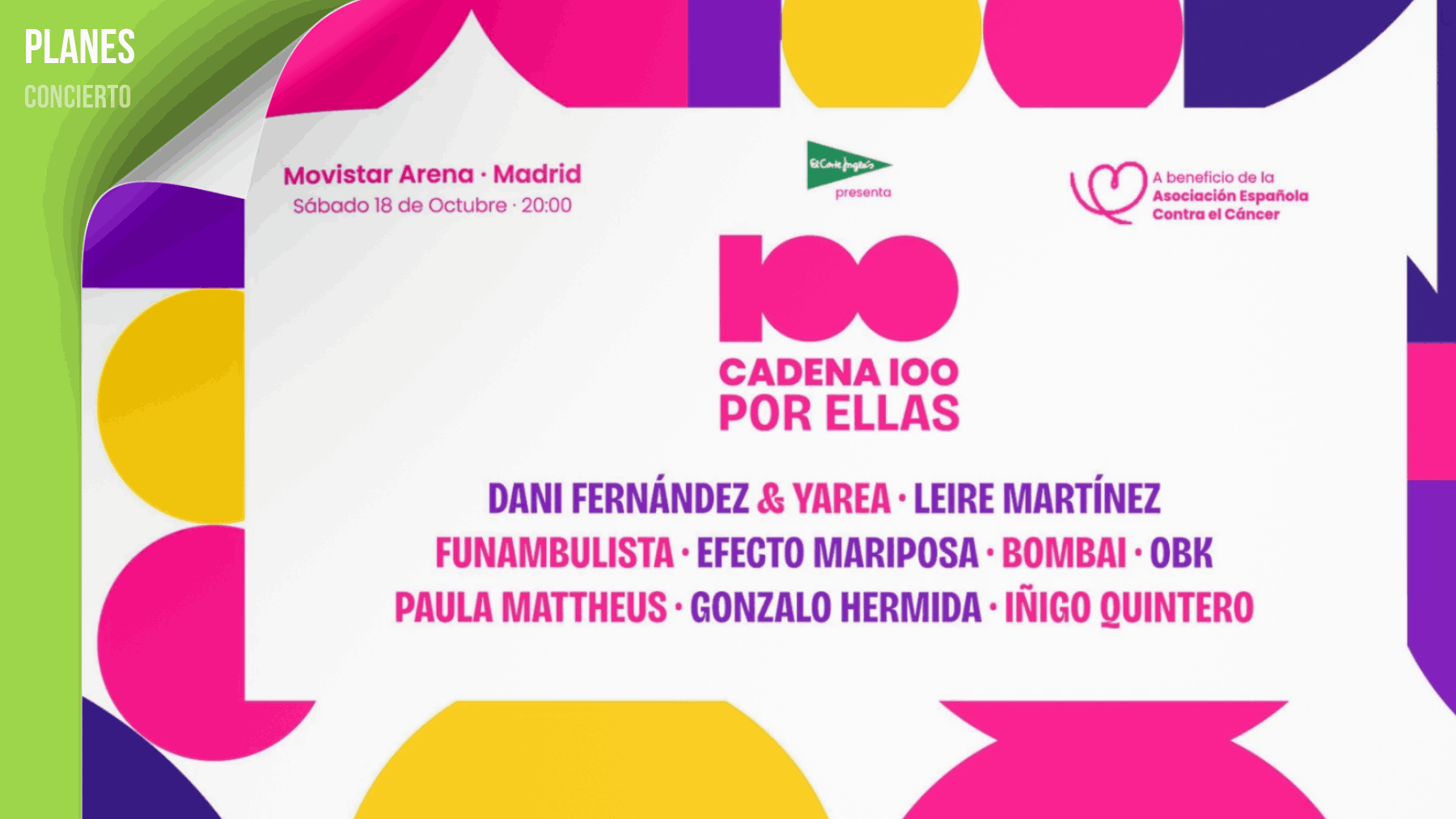 Concierto Cadena 100 Por Ellas: cartel confirmado y cita el 18 de octubre