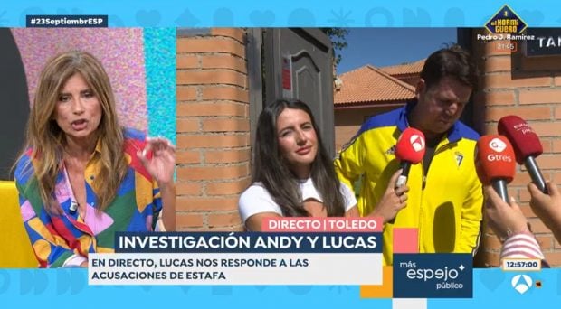 Gema López y Lucas, de Andy y Lucas, en Espejo Público (Atresmedia).
