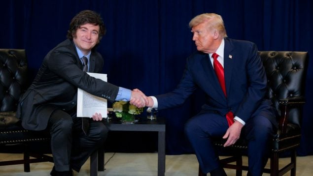 El presidente de Estados Unidos, Donald Trump, junto a su homólogo argentino, Javier Milei. (Getty Images)