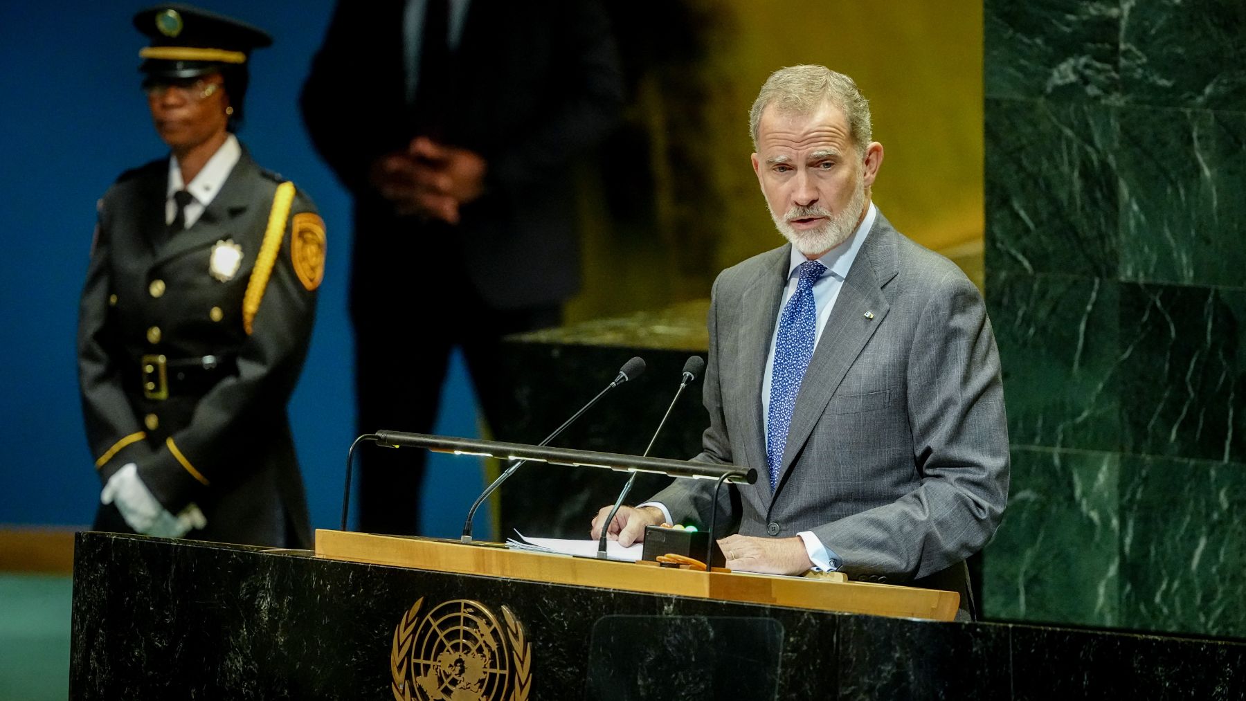 El Rey Felipe VI ante la Asamblea de la ONU.