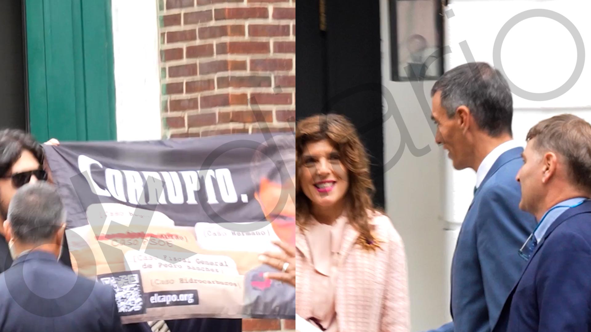 Gritos de «¡Pedro Sánchez corrupto!» en Nueva York tras confirmarse que su mujer y su hermano irán a juicio