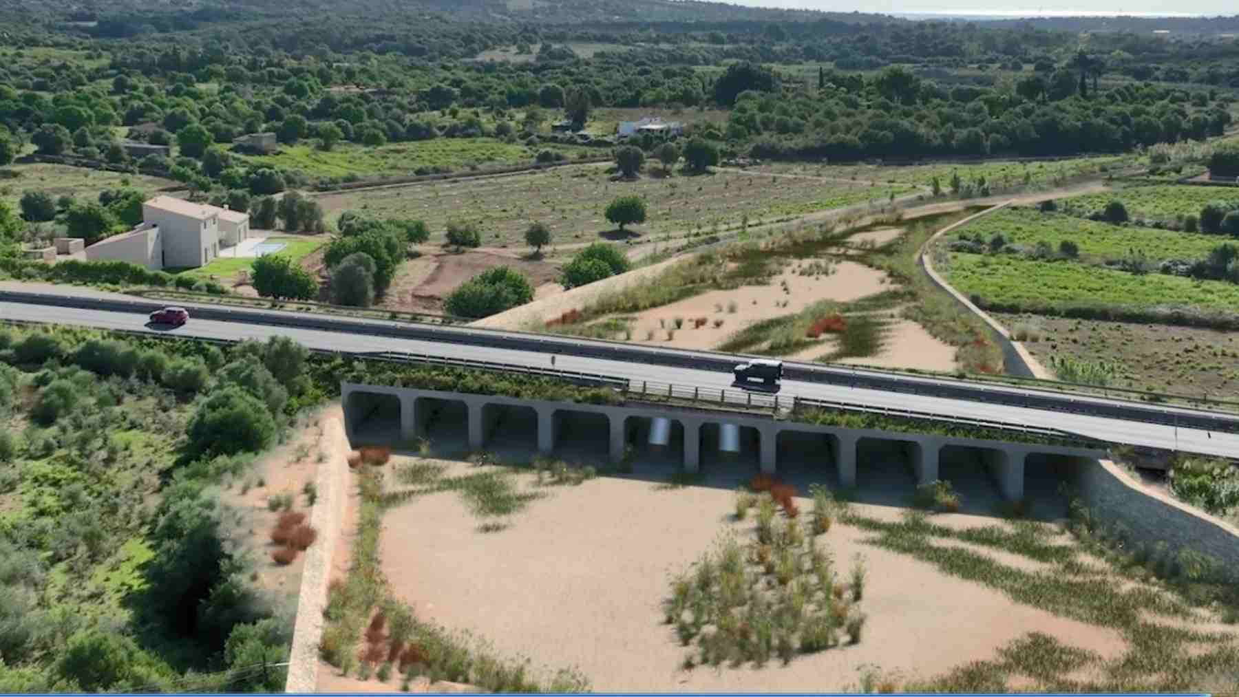 Recreación de como quedará el torrente de Ses Planes a su paso por Sant Llorenç tras las obras.