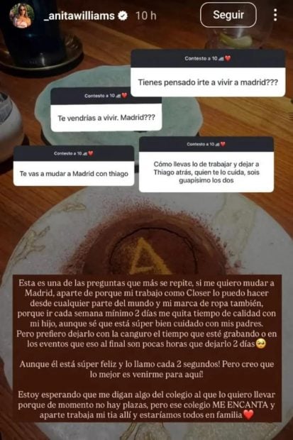 Publicación de Anita Williams en Instagram.