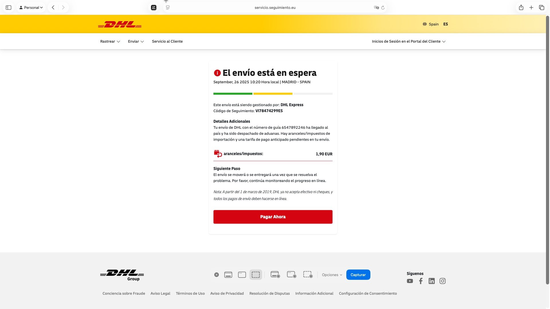 estafa del paquete