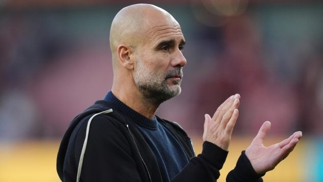 Pep Guardiola, en un partido con el Manchester City. (Europa Press)