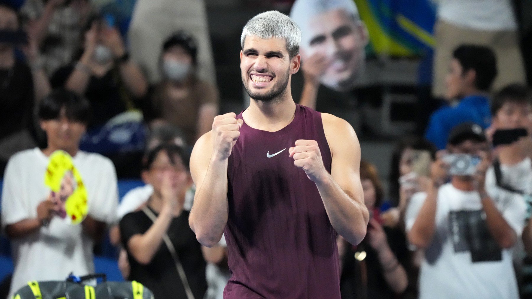 Alcaraz celebra su triunfo sobre Fritz en Tokio. (Getty)