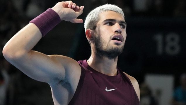 Carlos Alcaraz, en la final de Tokio. (Getty Images)