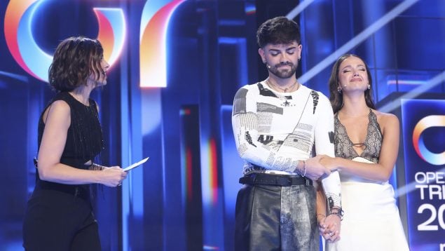 Iván Rojo y Claudia Arenas se jugaban la expulsión en la Gala 2 de OT 2025. (Prime Video)