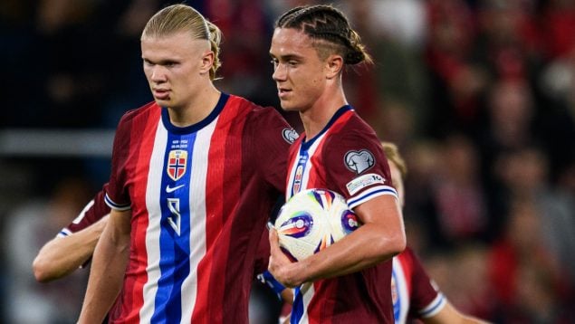 La selección de Noruega, en un partido clasificatorio para el Mundial 2026. (@nff_landslag)