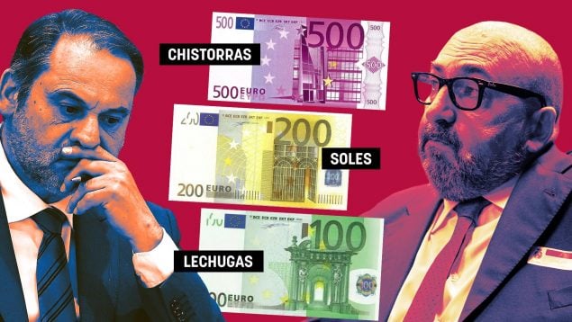 Ábalos y Koldo llamaban «chistorras, lechugas y soles» a los billetes de 500, 200 y 100 € del PSOE