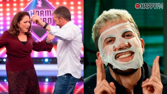 Pablo Motos con Gloria Estefan y David Broncano (Atresmedia y RTVE).