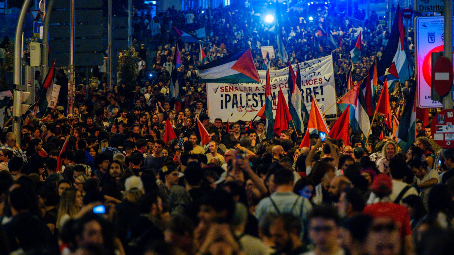 Cortes de tráfico y todas las calles cortadas en Madrid este sábado por la manifestación pro-Palestina