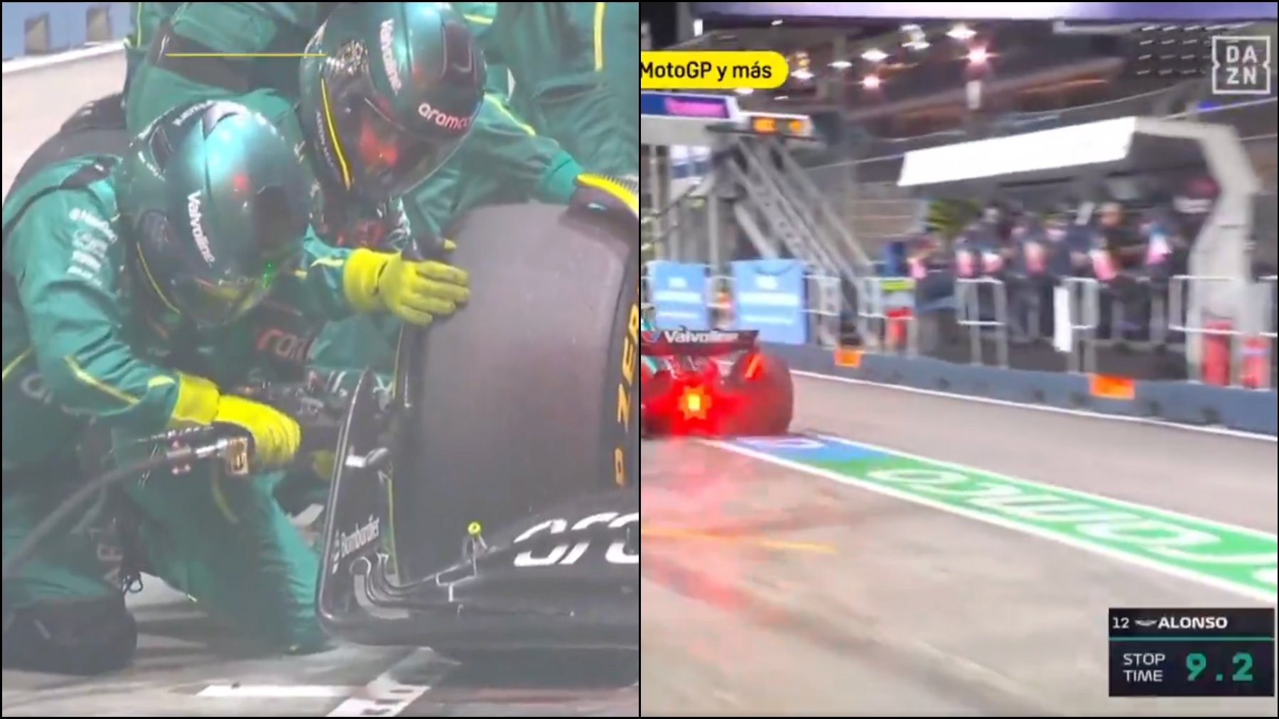 Desastroso Aston Martin: una parada eterna arruina la remontada de Alonso en Singapur