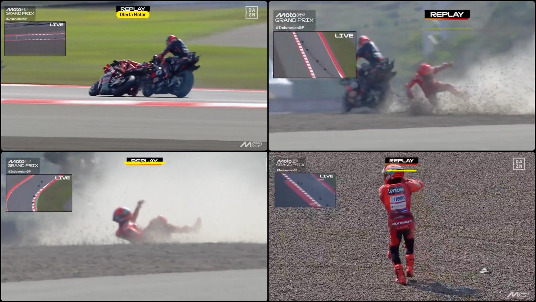 Marc Márquez sufrió una caída durísima y se duele del brazo derecho.