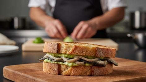 Sándwich de aguacate y anguila. Foto: ilustración propia.