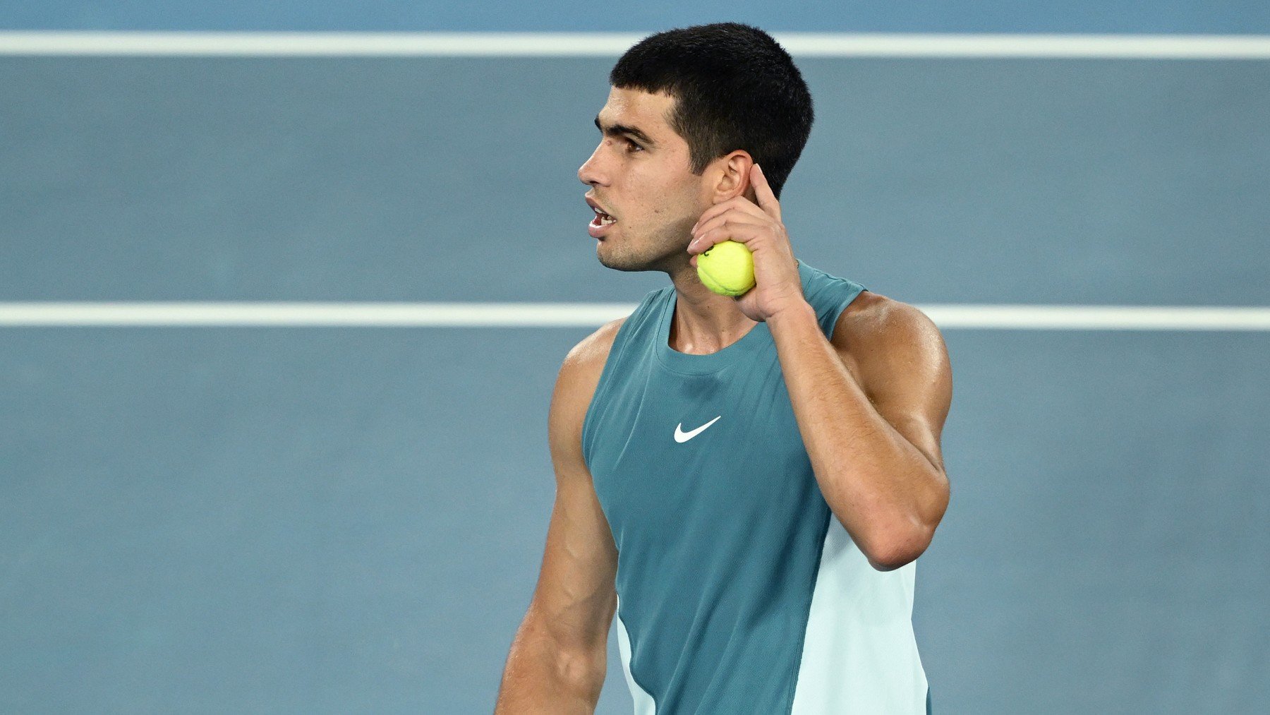 Alcaraz durante un partido en el Open de Australia. (Getty)