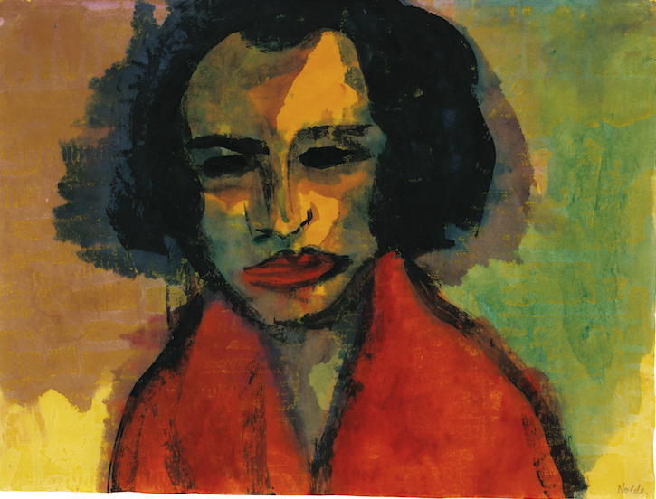 Emil Nolde. Cabeza de chica (Head of a girl), s. f. Acuarela sobre papel japonés. Colección particular (Berlín) © Nolde Stiftung Seebüll.