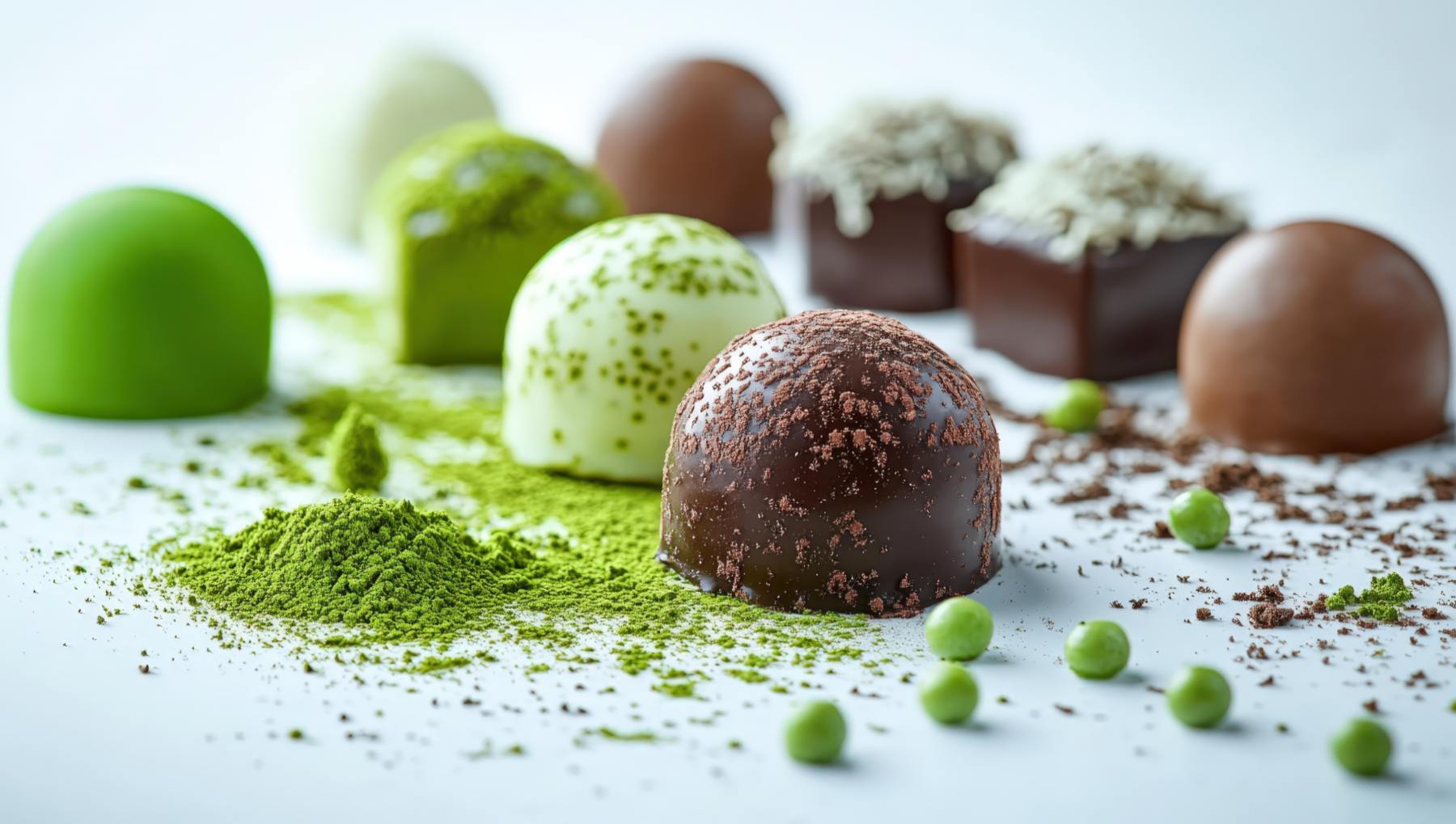 Trufas de chocolate con leche y té matcha