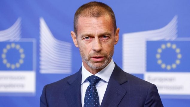 Ceferín, en un acto de la UEFA, habla de la Superliga (EFE)