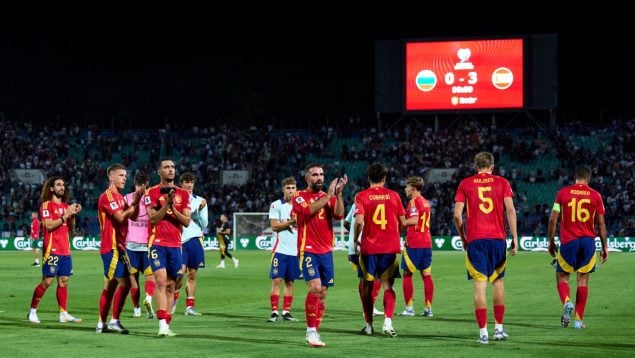 La selección española, tras vencer a Bulgaria (0-3) en el primer partido de clasificación para el Mundial 2026.